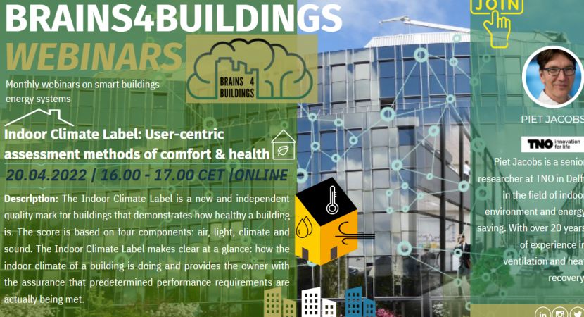 Brains4Buildings Webinar: Indoor Climate Label: User-centric assessment methods of comfort and health