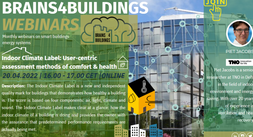 Brains4Buildings Webinar: Indoor Climate Label: User-centric assessment methods of comfort and health